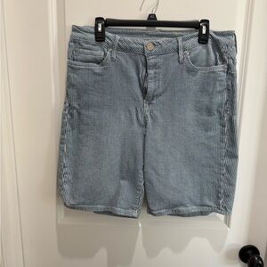 Seven7 Women's Blue Striped Bermudas